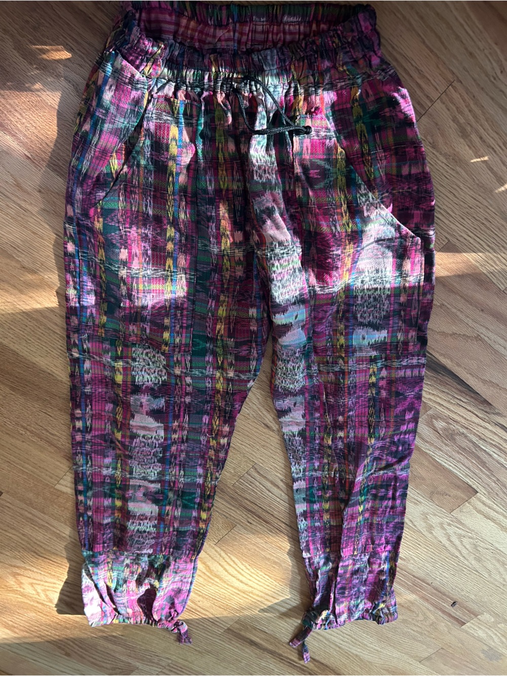 Pink Plaid Lightweight Pull-On Bottoms